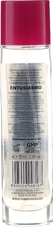 Bi-Es Fabio Verso Entusiasmo - Perfumowany dezodorant w atomizerze — Zdjęcie N2