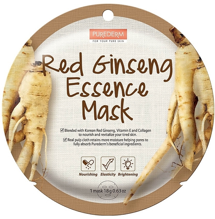 Maska na twarz z ekstraktem z czerwonego żeń-szenia - Purederm Red Ginseng Essence Mask — Zdjęcie N1