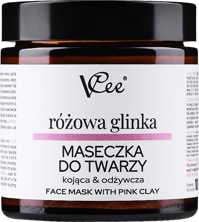 Kojąca maska odżywcza z różową glinką do twarzy - VCee Pink Clay Face Mask Calming&Nourisning — Zdjęcie N1