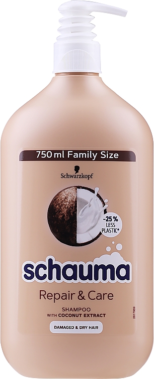 Szampon do włosów suchych i zniszczonych Masło shea i ekstrakt z kokosów - Schauma Repair & Care Shampoo — Zdjęcie N4