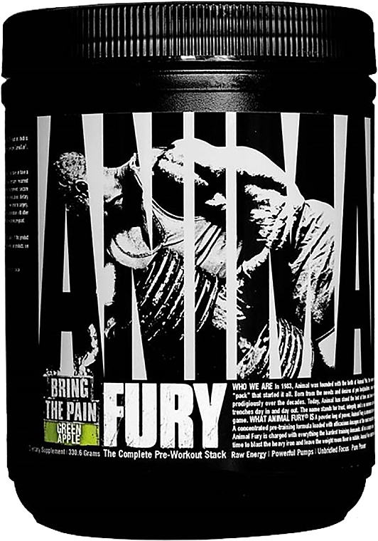 Kompleks przedtreningowy, zielone jabłko - Universal Nutrition Animal Fury Green Apple — Zdjęcie N2