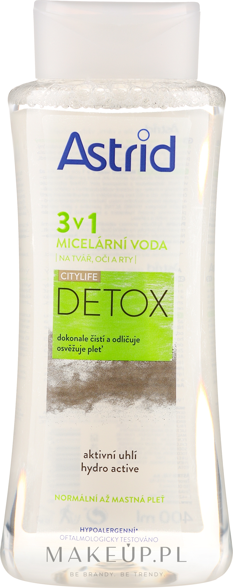 Płyn micelarny do normalnej i tłustej cery - Astrid CityLife Detox 3in1 Micellar Water — Zdjęcie 400 ml