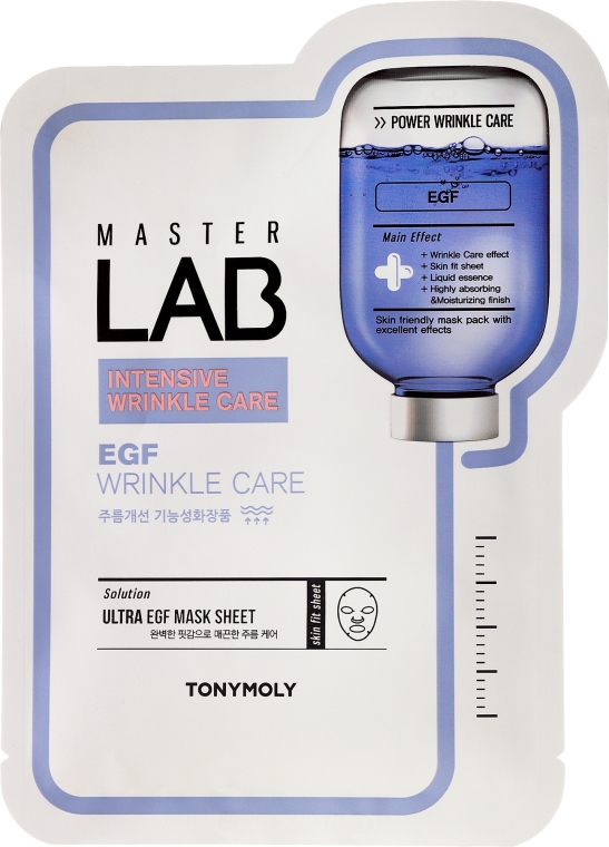Intensywnie przeciwzmarszczkowa maska na tkaninie do twarzy - Tony Moly Master Lab Intensive Wrinkle Care EGF Face Mask Sheet