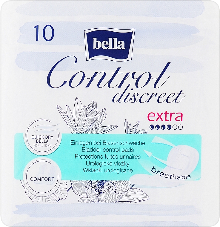 Wkładki urologiczne, 10 szt. - Bella Control Discreet Extra Bladder Control Pads — Zdjęcie N1