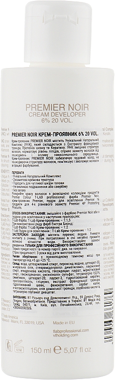 Oksydant 6% - T-LAB Professional Premier Noir Cream Developer 20 vol. 6% — Zdjęcie N2