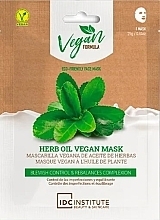 Wegańska maska w płachcie z olejem ziołowym - IDC Institute Vegan Formula Herbal Oil Face Mask — Zdjęcie N1