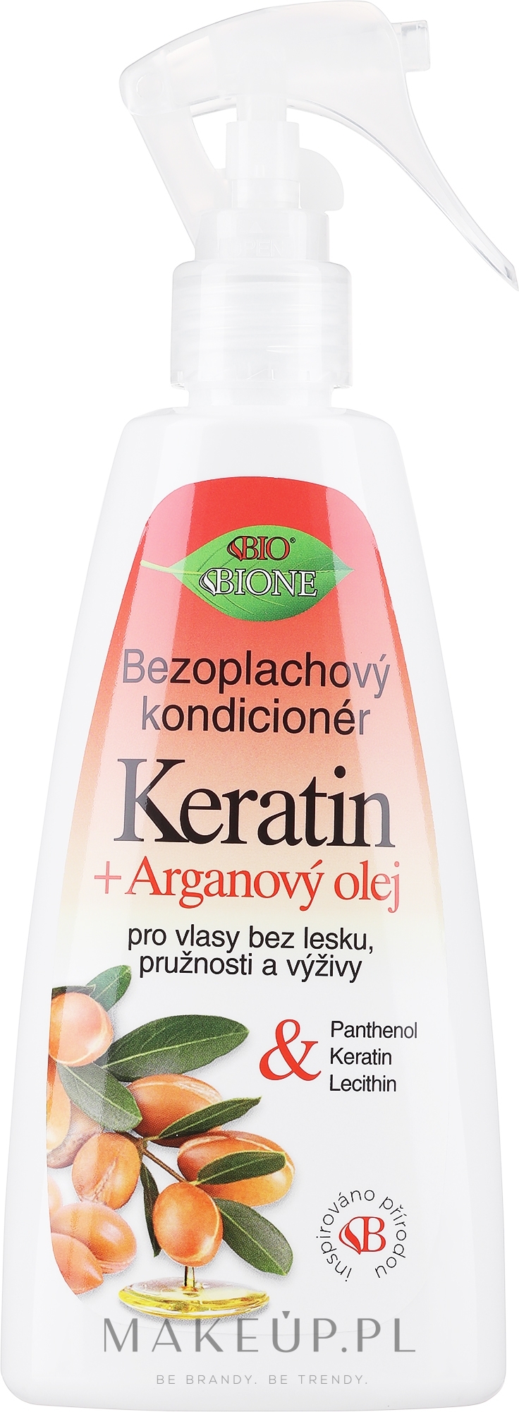 Keratynowa odżywka bez spłukiwania do włosów z olejem arganowym i pantenolem - Bione Cosmetics Keratin + Argan Oil Leave-in Conditioner — Zdjęcie 260 ml