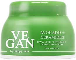 Nawilżający krem do twarzy z ekstraktem z awokado i ceramidami - Vegan By Happy Avocado + Ceramides Day & Night Moisturiser — Zdjęcie N3