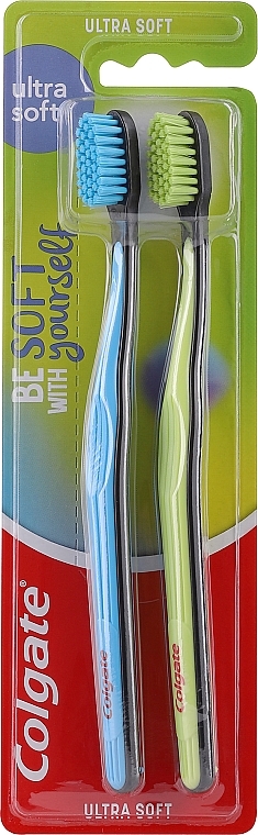 Zestaw ultramiękkich szczoteczek do zębów, 2 szt., jasnozielona + niebieska - Colgate Ultra Soft — Zdjęcie N2