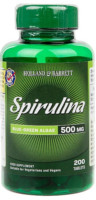 Suplement diety Spirulina, 500 mg - Holland & Barrett Spirulina 500mg — Zdjęcie N1