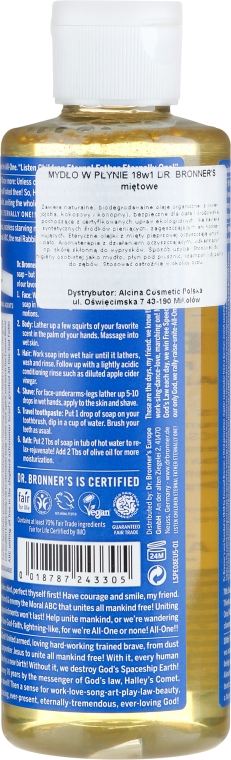 Mydło w płynie Mięta - Dr Bronner’s 18-in-1 Pure Castile Soap Peppermint — Zdjęcie N4