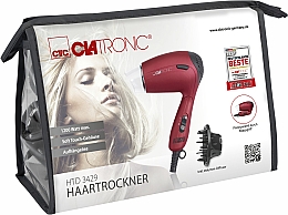 Składana suszarka do włosów 1300 W, HTD 3429, czerwona - Clatronic Travel Hair Dryer — Zdjęcie N6