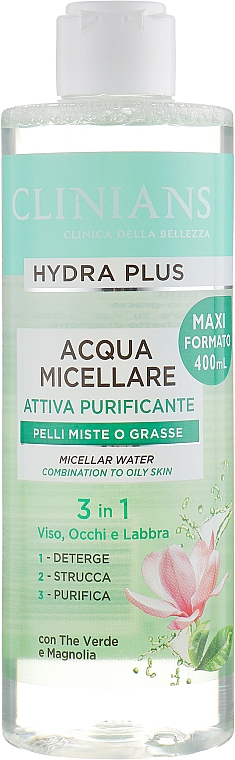 PREZENT! Płyn micelarny 3w1 Zielona herbata i magnolia - Clinians Hydra Plus Acqua Micellare — Zdjęcie N1