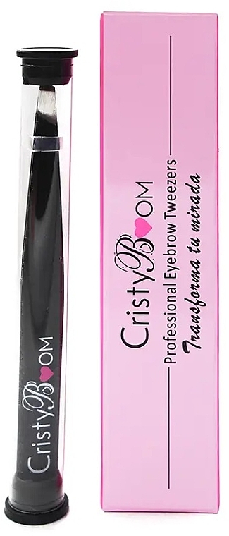 Pęseta do brwi, czarna - Cristyboom Cosmetics Professional Eyebrow Tweezers Black — Zdjęcie N2