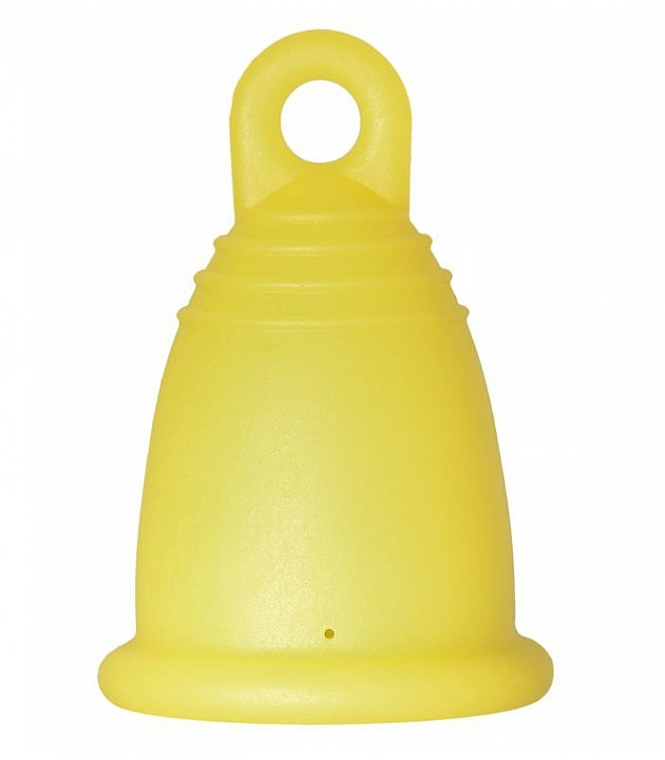 Kubeczek menstruacyjny z pętelką, rozmiar XL, żółty - MeLuna Soft Menstrual Cup Ring — Zdjęcie N1
