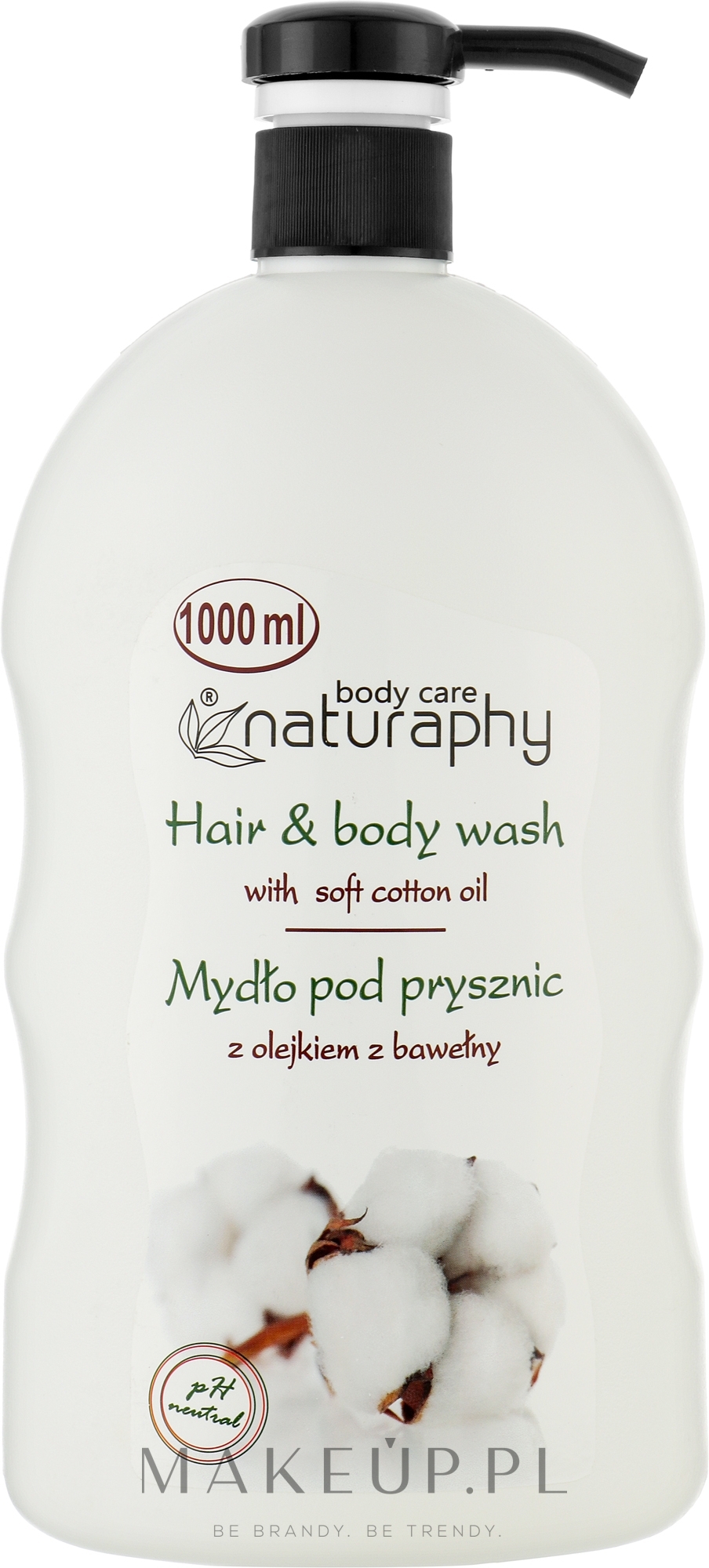 Mydło pod prysznic do włosów i ciała z olejkiem z bawełny - Naturaphy — Zdjęcie 1000 ml