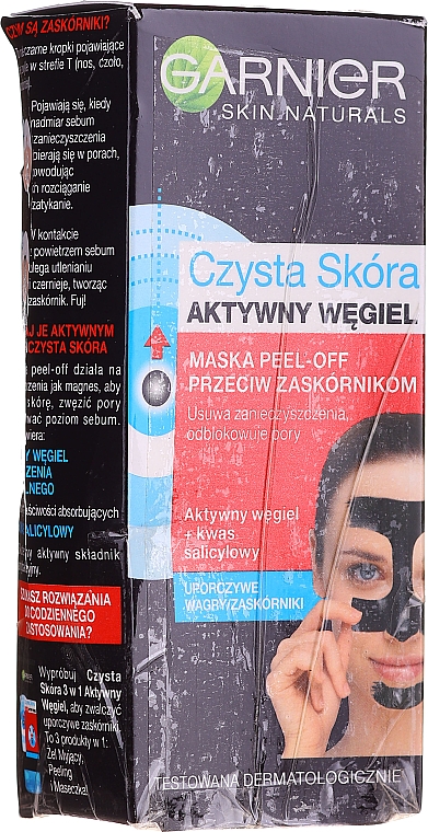 PRZECENA! Maska peel-off przeciw zaskórnikom z aktywnym weglem - Garnier Skin Naturals Anti-Blackhead Peel Off Mask * — Zdjęcie N4