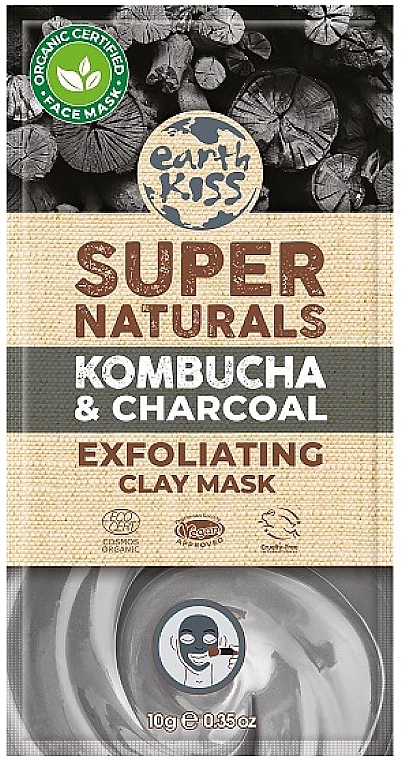 Złuszczającą maseczka do twarzy z glinką - Earth Kiss Kombucha & Charcoal Exfoliating Clay Mask — Zdjęcie N1