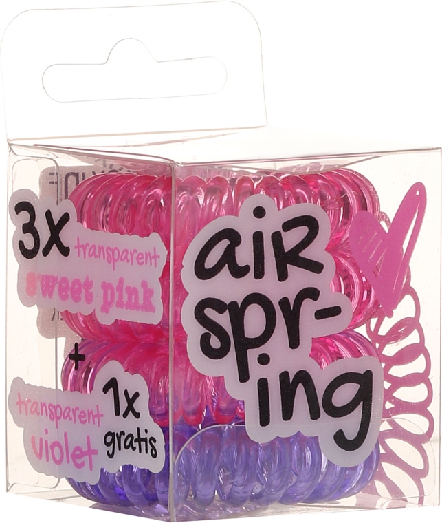 Gumki do włosów, różowe + fioletowe, 4 szt. - Hair Springs