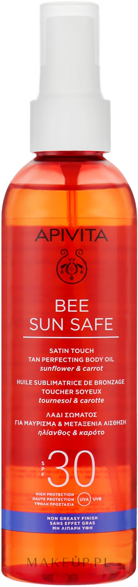 Olejek do opalania SPF 30 - Apivita Bee Sun Safe Satin Touch The Perfecting Body Oil SPF30 — Zdjęcie 200 ml