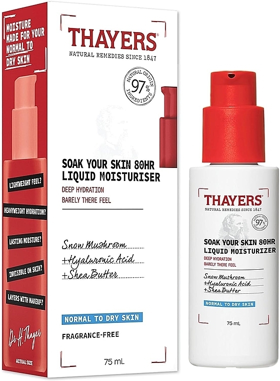 Krem nawilżający do skóry normalnej i suchej - Thayers Soak Your Skin 80HR Liquid Moisturizer — Zdjęcie N1