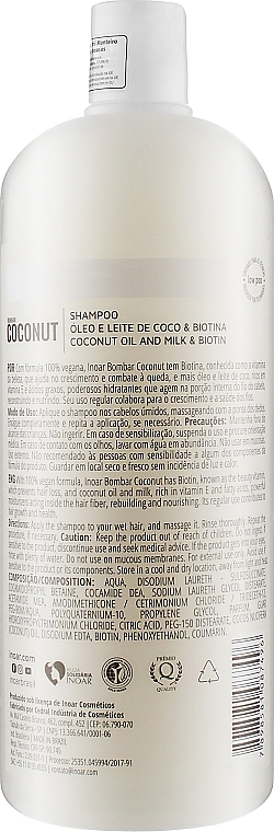 Bezsiarczanowy szampon do włosów - Inoar Bombar Coconut Shampoo — Zdjęcie N2