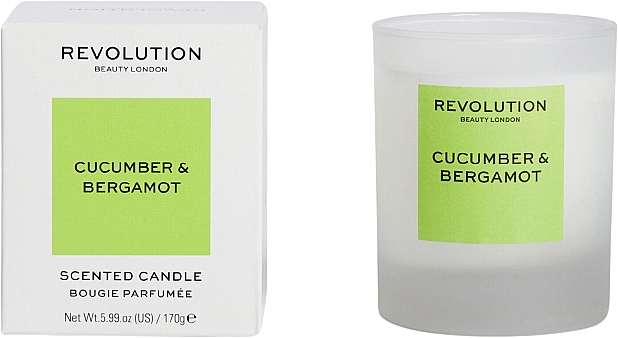 Świeca zapachowa Ogórek i Bergamotka - Makeup Revolution Cucumber & Bergamot Scented Candle — Zdjęcie N1