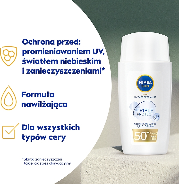 Fluid do twarzy SPF 50 - NIVEA SUN UV Face Triple Protect — Zdjęcie N3