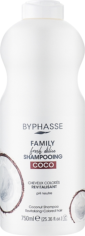 Szampon kokosowy do włosów farbowanych - Byphasse Family Fresh Delice Shampoo
