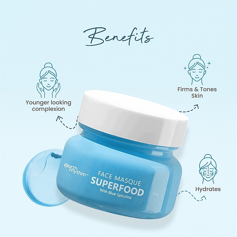 Maseczka do twarzy z niebieską spiruliną i skwalanem - Earth Rhythm Superfood Face Masque With Blue Spirulina & Squalane — Zdjęcie N3