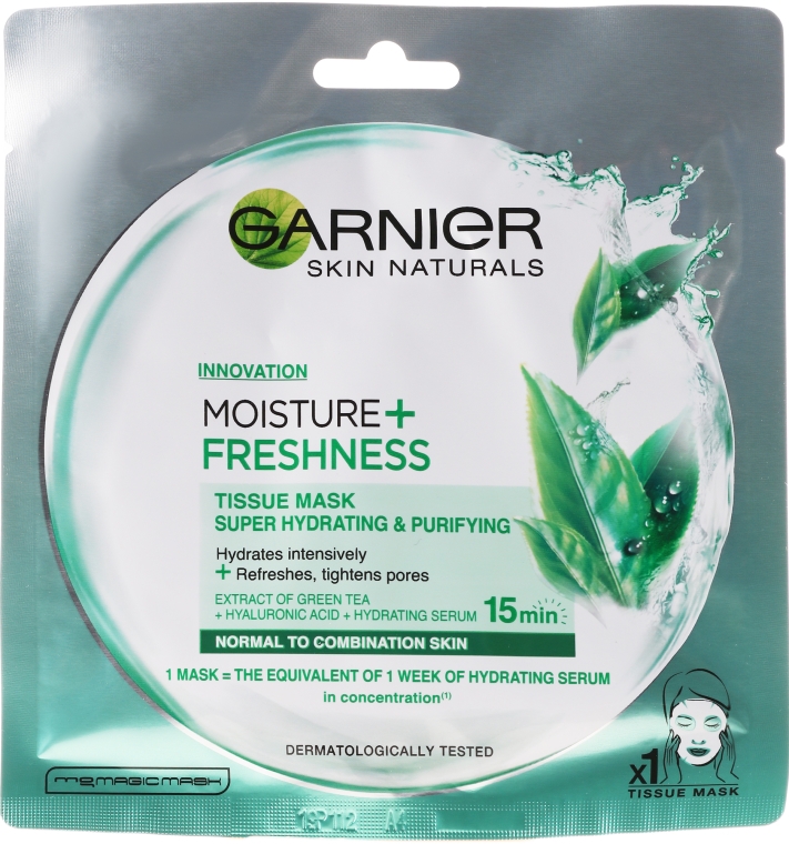 Nawilżająca maska odświeżająca na tkaninie do twarzy - Garnier Skin Naturals Moisture + Freshness — Zdjęcie N2