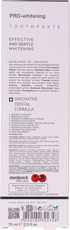 Wybielająca pasta do zębów - Dentissimo Pro-Whitening Tothpaste — Zdjęcie N2