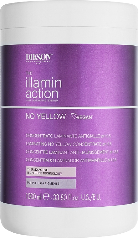 Termoaktywny skoncentrowany kremowy neutralizator zażółceń do laminacji włosów - Dikson Illaminaction Laminating No Yellow Concentrate pH 2.5 — Zdjęcie N2