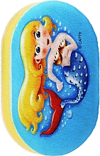 Gąbka do kąpieli dla dzieci, żółto-niebieska z syreną - LULA — Zdjęcie N1