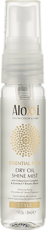 Suchy olejek w sprayu do włosów - Aloxxi Essential 7 Oil Dry Oil Shine Mist