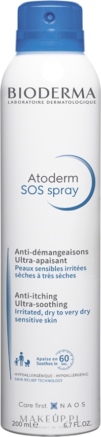 Ultrałagodzący spray eliminujący swędzenie skóry - Bioderma Atoderm SOS Spray — Zdjęcie 200 ml