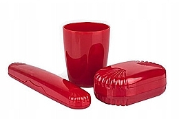 Kup Zestaw podróżny, czerwony - Sanel Comfort II (cup1/pcs + toothbr/case/1pcs + soap/case/1pcs)