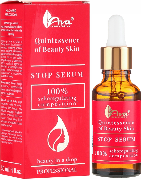 Liftingujące serum do twarzy - Ava Laboratorium Quintessence Of Beauty Stop Sebum Serum — Zdjęcie N1