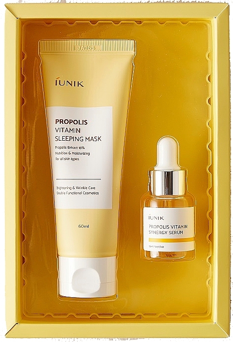 PRZECENA! Zestaw - IUNIK Propolis Edition Skin Care Set (f/mask/60 ml + f/ser/15 ml) * — Zdjęcie N1