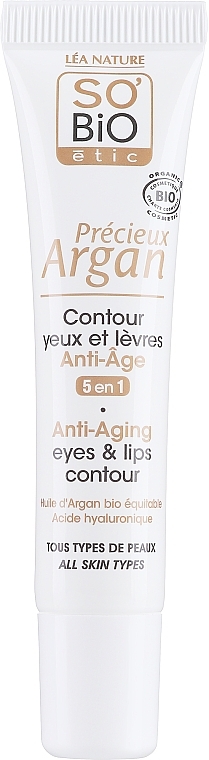 Przeciwzmarszczkowy krem 5 w 1 do poprawy konturu oczu i ust - So'Bio Etic 5in1 Anti-Aging Eye & Lip Contour Cream