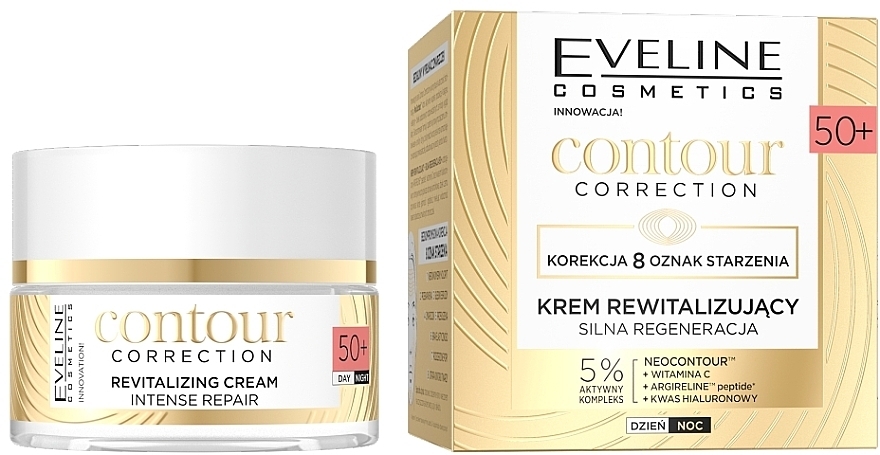 Silnie regenerujący krem rewitalizujący 50+ - Eveline Contour Correction Revitalizing Cream 50+ — Zdjęcie N1