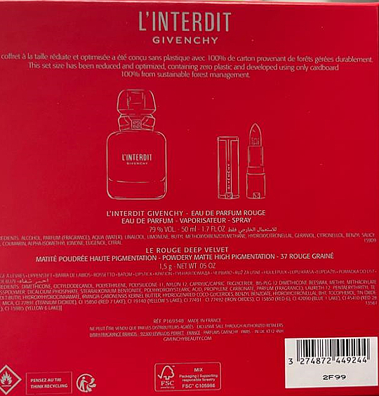 Givenchy L'Interdit Rouge - Zestaw (edp 50 ml + lipstick 1,5 g) — Zdjęcie N3