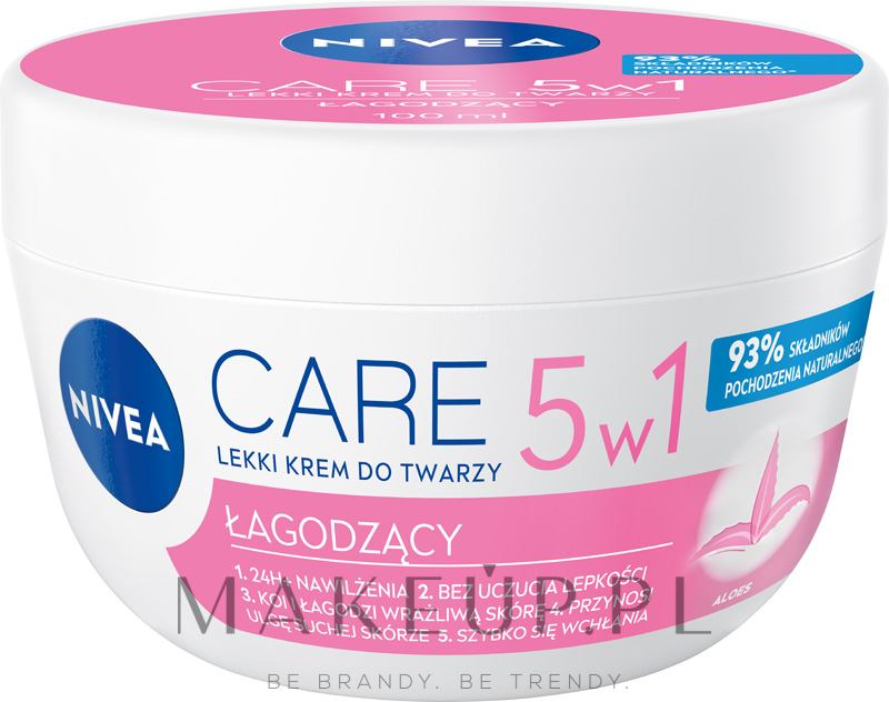 5 w 1 łagodzący lekki krem do twarzy - NIVEA Care Light Soothing Cream — Zdjęcie 100 ml
