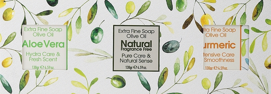 Zestaw: mydło kurkumowe, naturalne, aloes - Kalliston Box With 3 Soaps (soap/3x130g) — Zdjęcie N1