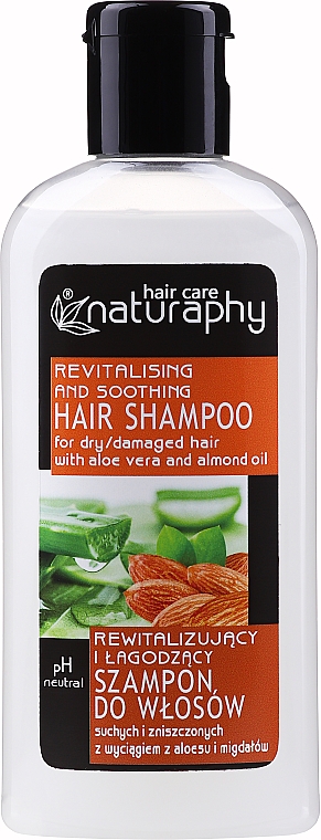 Rewitalizujący i łagodzący szampon do włosów suchych i zniszczonych z wyciągiem z aloesu i migdałów - Naturaphy — Zdjęcie N4