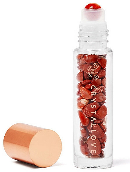 Buteleczka z kryształkami czerwonego jaspisu na olejek eteryczny (roll-on) - Crystallove — Zdjęcie N1