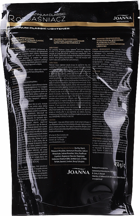 PRZECENA! Bezpyłowy rozjaśniacz do włosów - Joanna Professional Platinum Classic Lightener (sashet) * — Zdjęcie N3