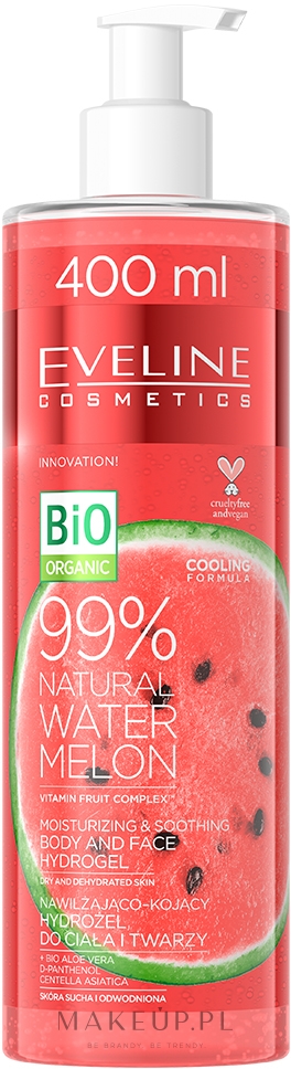 Łagodząco-nawilżający hydrożel do ciała i twarzy - Eveline Cosmetics 99% Natural Watermelon — Zdjęcie 400 ml