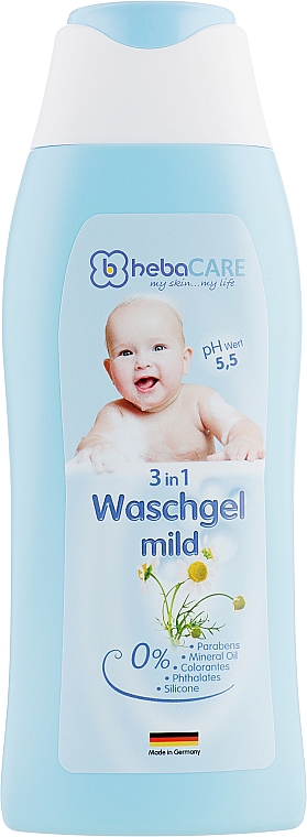 Delikatny żel dla dzieci do mycia włosów i ciała 3w1 - HebaCARE Washing Gel 3in1 — Zdjęcie N2