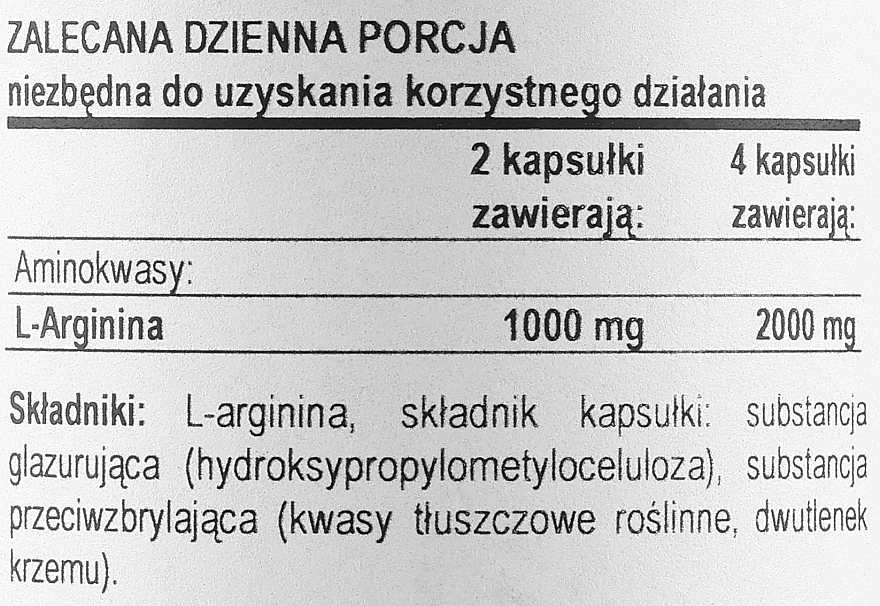 L-arginina w kapsułkach - Now Foods L-Arginine Veg Capsules — Zdjęcie N3